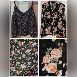 🌹🌸Forever 21 Spring Floral Duo – Size L – Lightweight, Flowy, Feminine